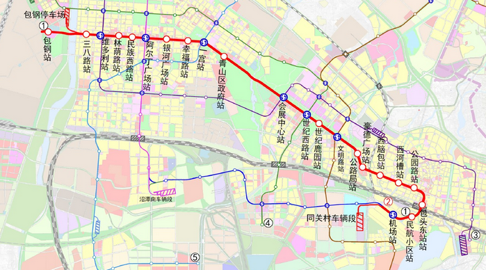 包头地铁1号线规划